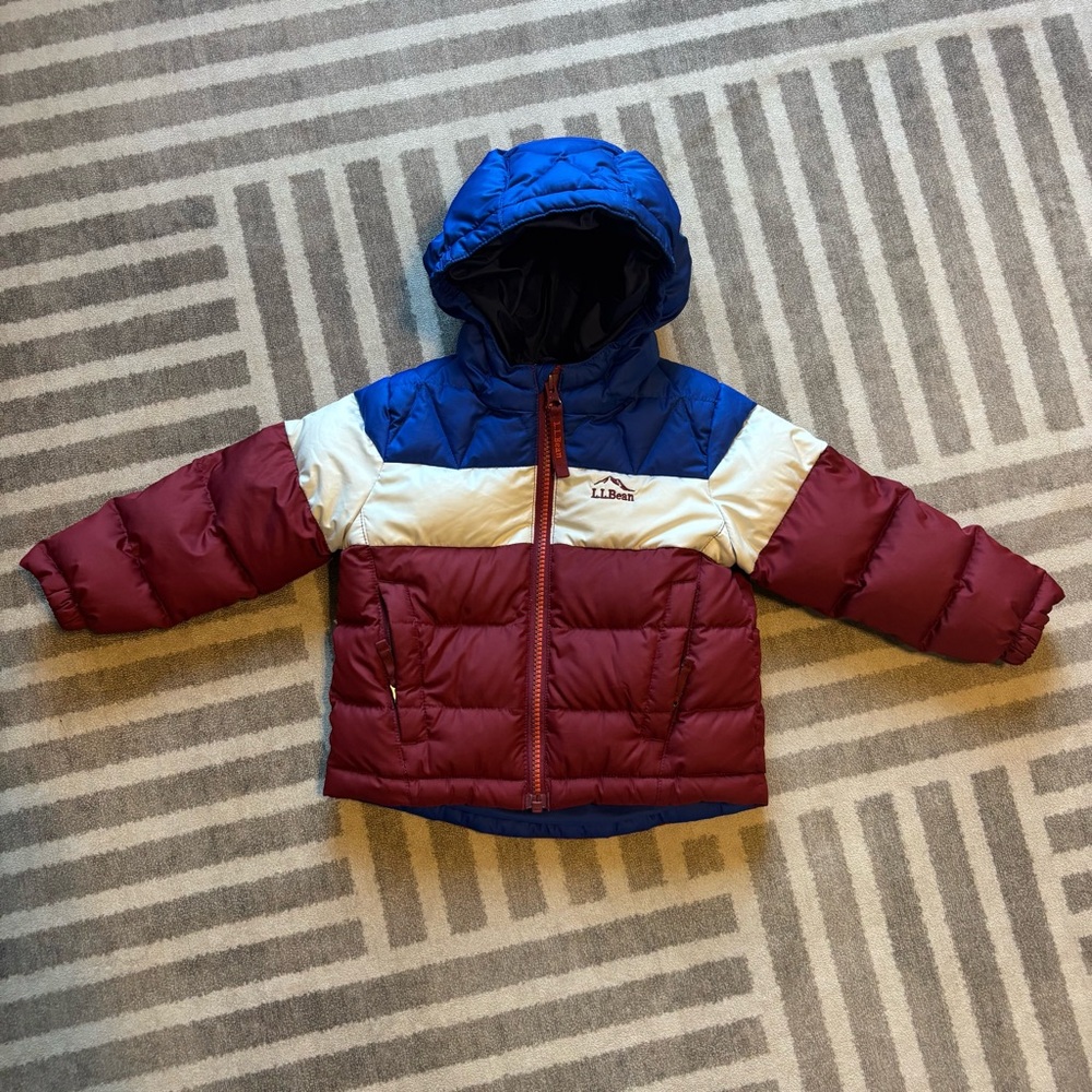 L.L. Bean Kids Puffer Jacket - Blue, White, and Red